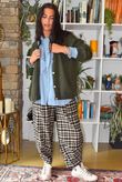 Jasper Plaid Brushed Cotton Shelby Barrel Pant Heritage Green
